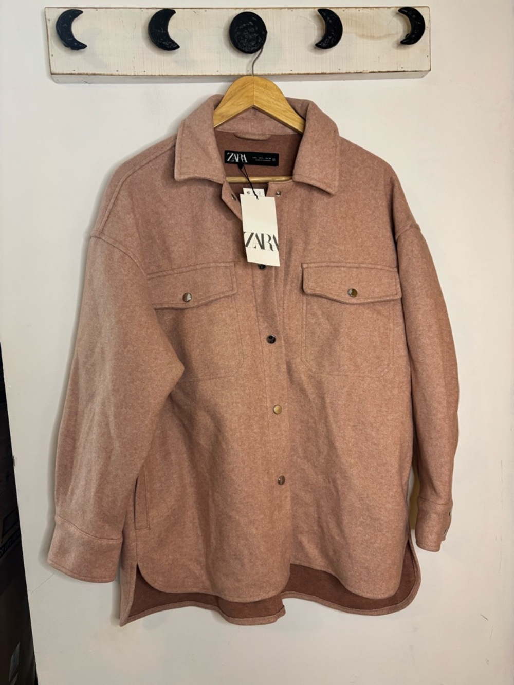 NWT Zara Shacket Jacket in Dusty Pink Oversized Fit - Picture 2 of 6